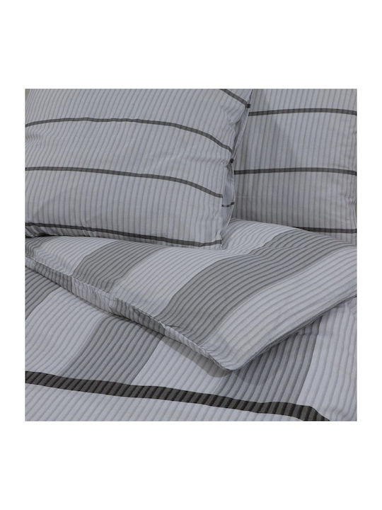 vidaXL Duvet Cover Set Cotton Queen with 2 Pillowcases 220x240 Grey