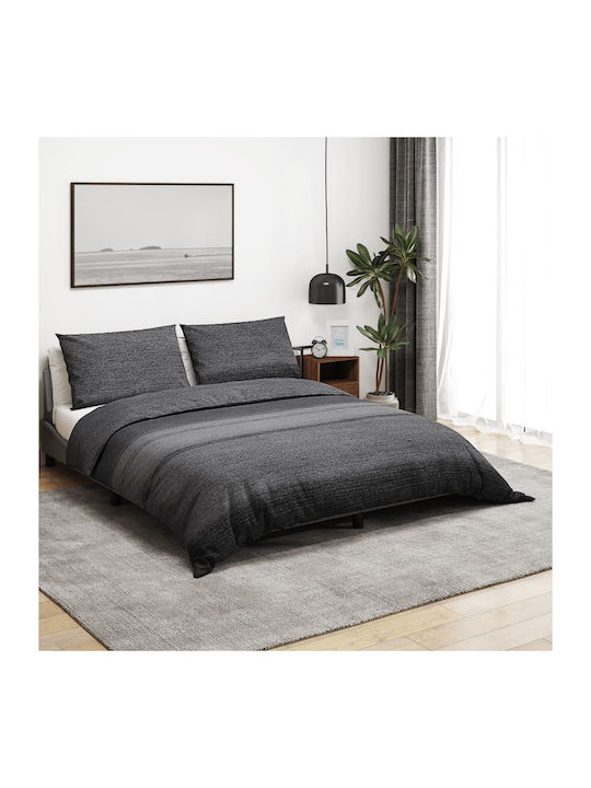 vidaXL Комплект Плик за Завивка Памучен Кинг Сайз с 2 Калъфки 260x240 Dark Grey