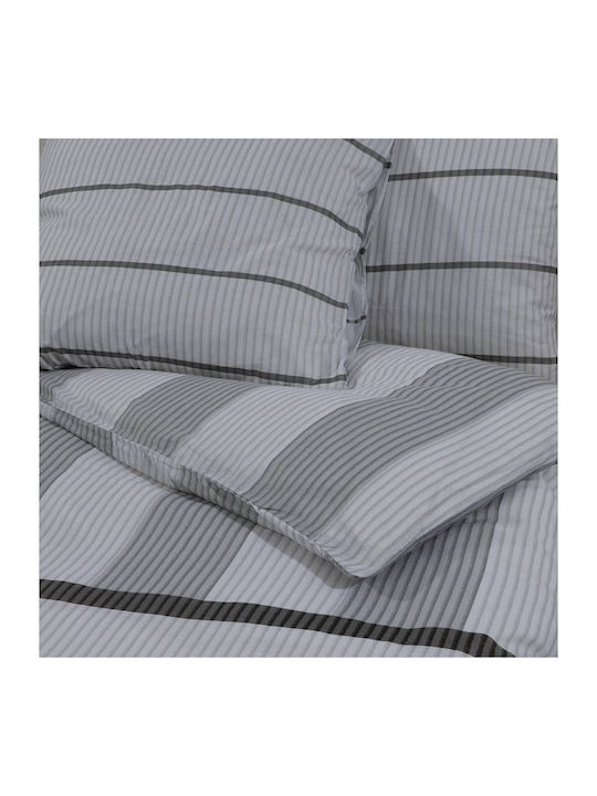 vidaXL Set Husă de Pilotă Bumbac Dublă cu 2 Fețe de Pernă 200x200 Gri
