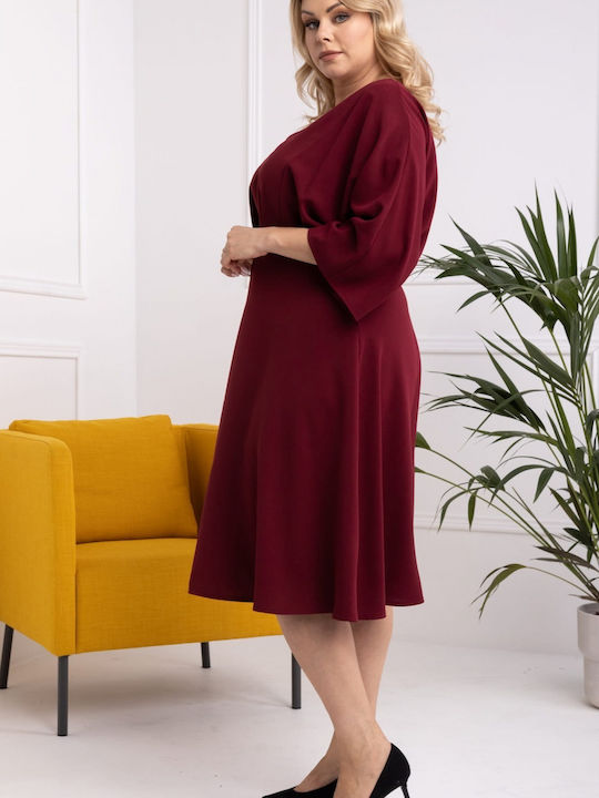 Karko All Day Long Sleeve Maxi Dress Red , Plus Size