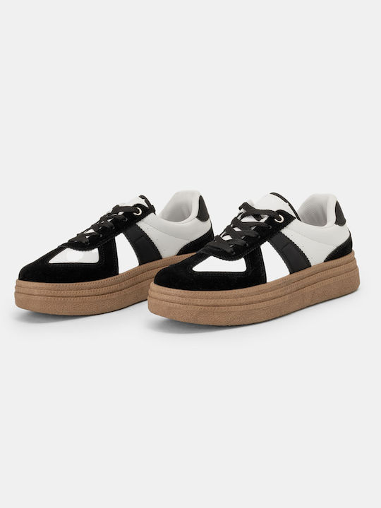 Bozikis Γυναικεία Flatforms Sneakers Λευκό Μαύρο