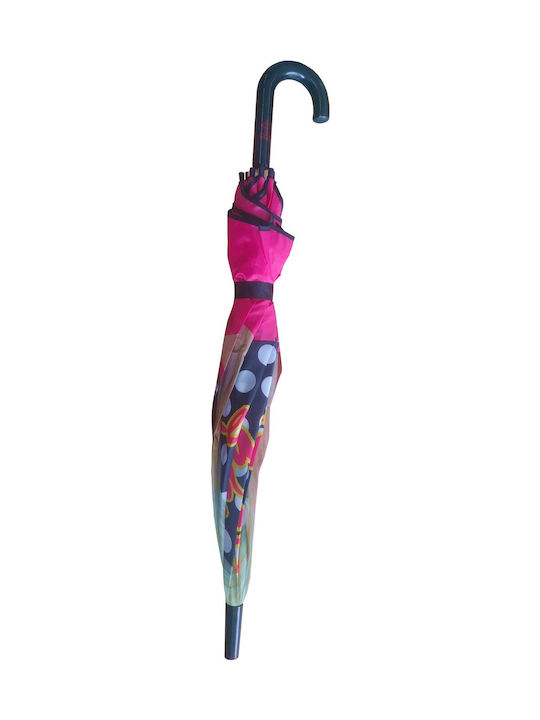 Barbie Kinderregenschirm Gebogener Handgriff Auto-Open Fuchsie 85cm