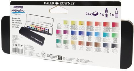 Daler Rowney Set Acuarele Multicolore cu Pincel 24buc