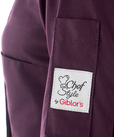 Giblor's Coat Chef 100% Cotton made Female Purple with Long Sleeve