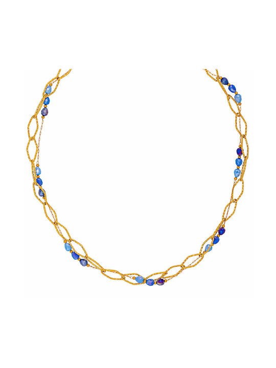 Excite-Fashion Necklace Double from Gold Plated Steel