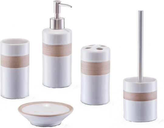 Zeller Badezimmer-Accessoire-Set Keramik Beige 5Stück