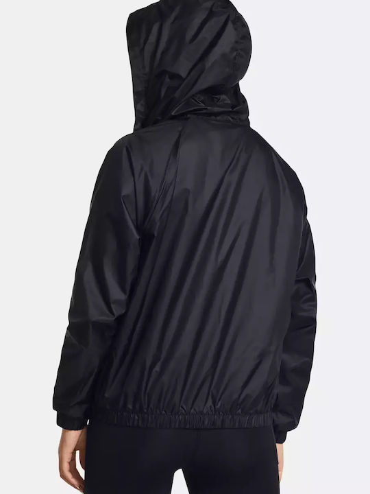 Women's Running Short Sports Jacket Windproof for Winter Black/White