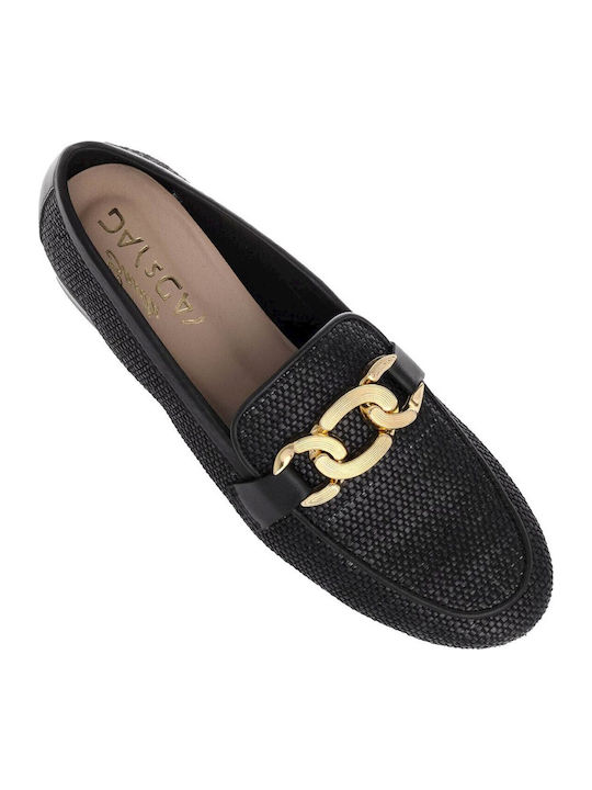 Leather Women's Loafers in Black Color