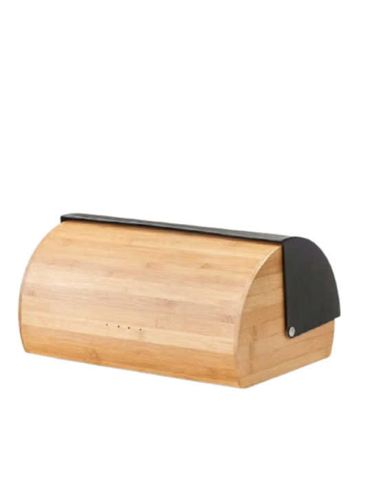 Zeller Ψωμιέρα με Καπάκι από Bamboo σε Μαύρο Χρώμα 39x27x19cm