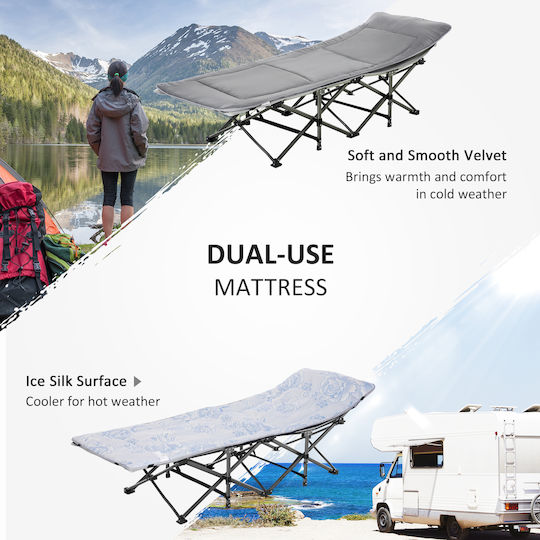 Outsunny Foldable Metallic Beach Sunbed Gray 188x64.5x53cm