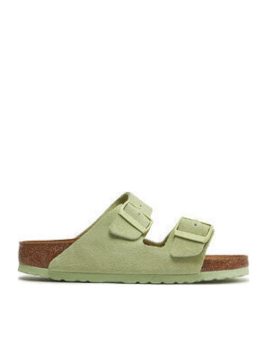 Arizona Leather Women's Flat Sandals in Green Color Narrow Fit