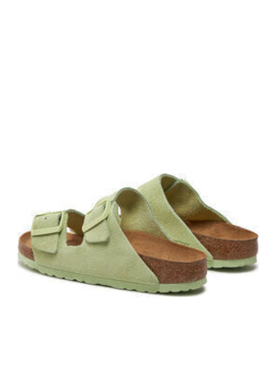 Arizona Leather Women's Flat Sandals in Green Color Narrow Fit
