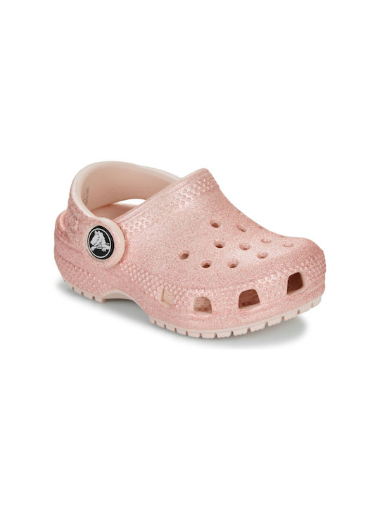 Crocs Classic Glitter Clog T Copii Saboți de Plajă Roz