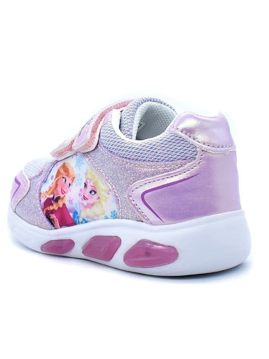 Παιδικά Sneakers Ανατομικά με Σκρατς & Φωτάκια Λιλά