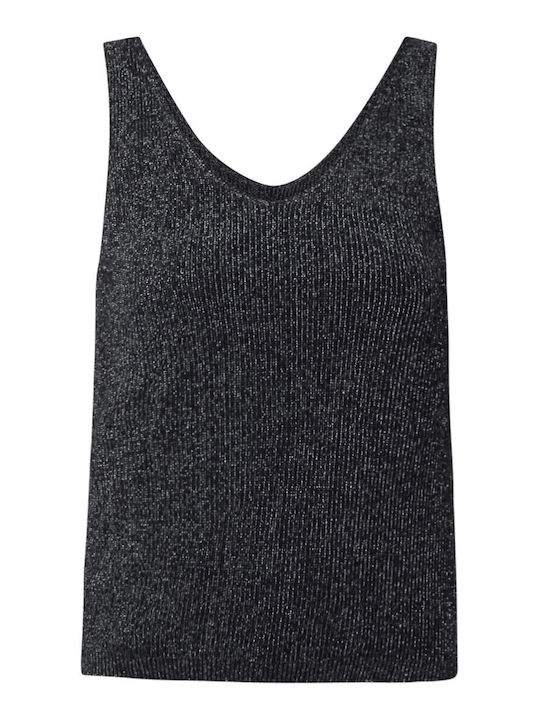 Women's Summer Blouse Cotton Sleeveless with V Neckline Polka Dot Navy Blue