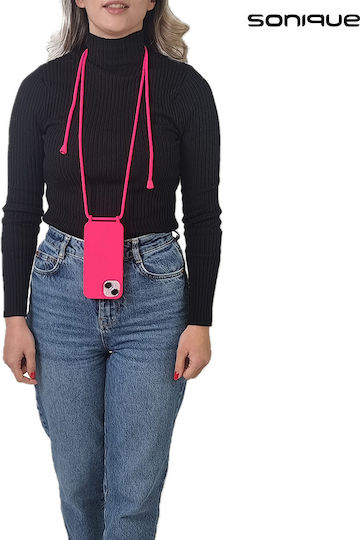 Sonique Umschlag Rückseite Silikon 0.5mm mit Band Fuchsie (Redmi Note 13 5G -> Redmi Note 13 5G)