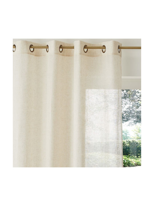 La Redoute Interieurs Κουρτίνα Παραθύρου με Τρουκς Μπεζ 350x135εκ.