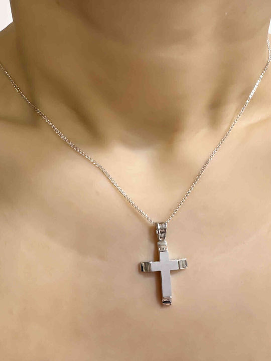 Men's White Gold Cross 14K with Chain