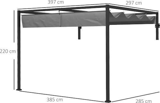 Pergolă De Grădină Din Metal Cu Tavan Gri 400x400cm