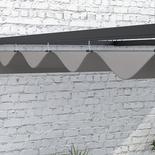 Pergolă De Grădină Din Metal Cu Tavan Gri 400x400cm