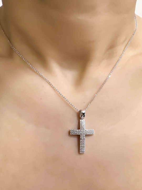 Damen Weißgold Kreuz 14K mit Kette