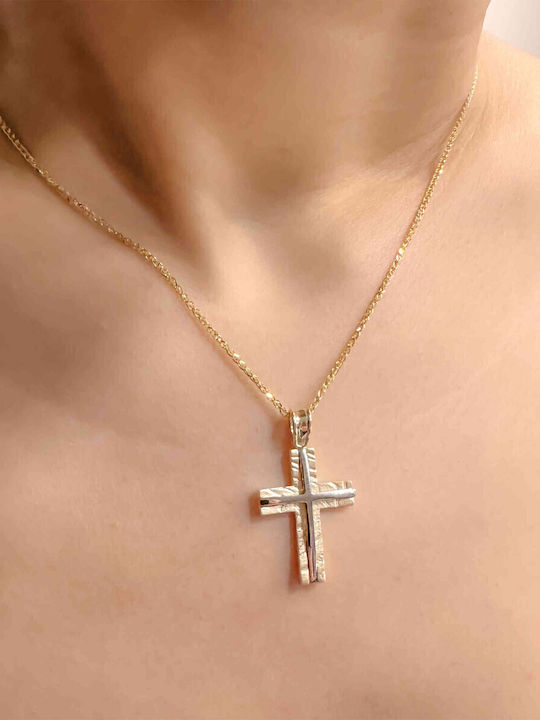 Herren Gold Kreuz 14K mit Kette
