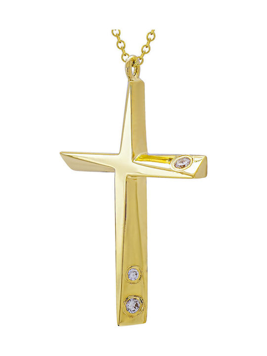Kiriakos Gofas Women's Gold Cross 18K Double Sided with Chain