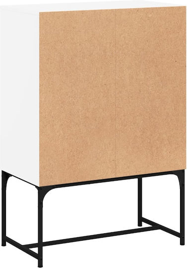 Bodenstehende Wohnzimmer-Vitrine aus Spanplatte in Weiß mit Glastür 69x37x100 cm