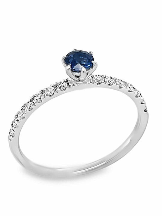 Xryseio Ring with Diamond made of White gold 18K