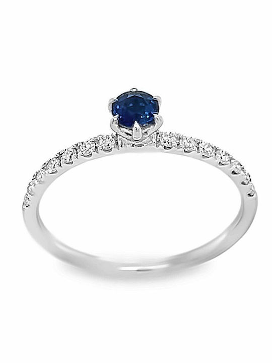 Xryseio Ring with Diamond made of White gold 18K