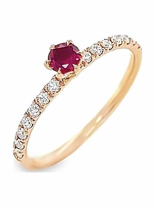 Xryseio Femeie Inel cu Diamant din Aur roz 18K