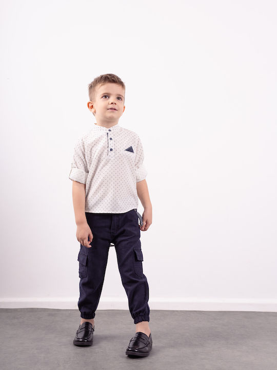 Hashtag Kids Set with Pants Summer 2pcs White/Dark Blue