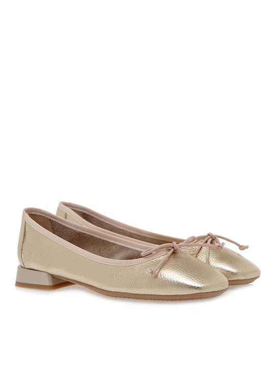 Desiree Shoes Lederne Damen Ballerinas in Gold Farbe