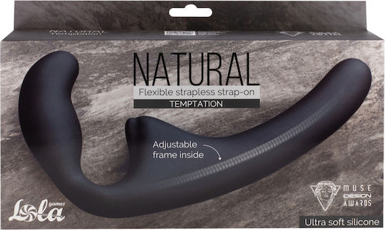 Natural Trägerlos Strap On mit Dildo 12cm mit Vibration in Schwarz Farbe