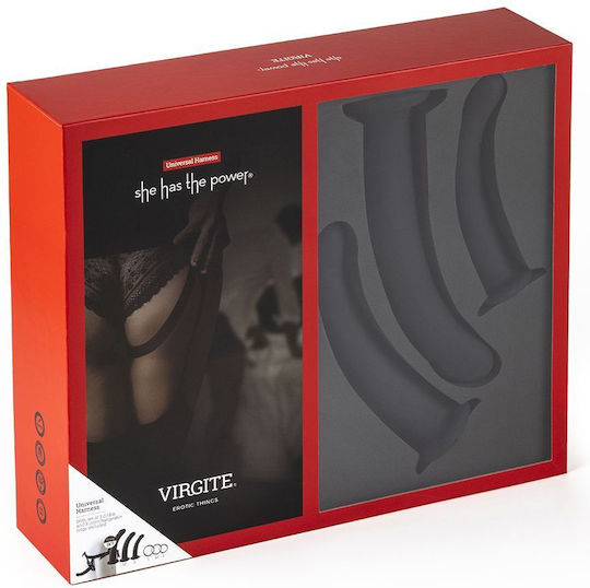 Kiotos Virgite Strapless Strap On με Dildo σε Μαύρο Χρώμα 3τμχ