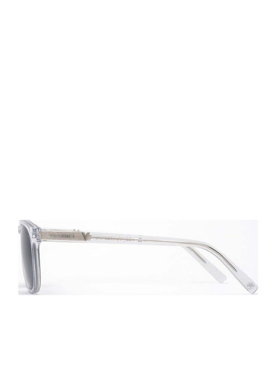 Unisex Sunglasses with Transparent Plastic Frame and Blue Lens