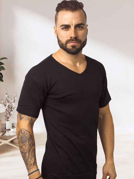 Tricou de corp pentru bărbați Mâneca scurta Negru