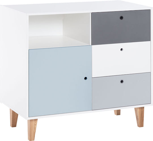 Kinderkommode Weiß mit 3 Schubladen 103x55x96,5cm