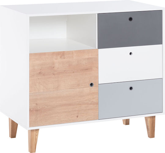 Kids Chest of Drawers White with 3 Drawers 103x55x96.5cm