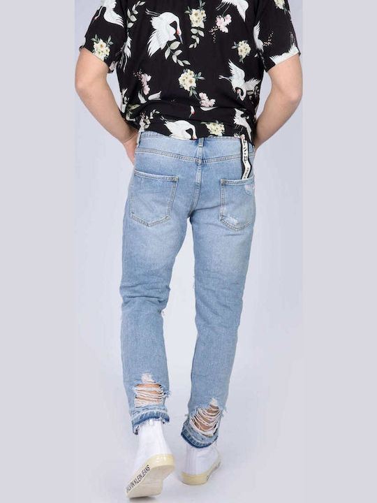 Men's Jeans Pants Elastic with Slim Straight Fit Blue