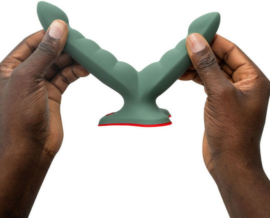 Fun Factory Διπλό Dildo με Βεντούζα Πράσινο 12.3cm