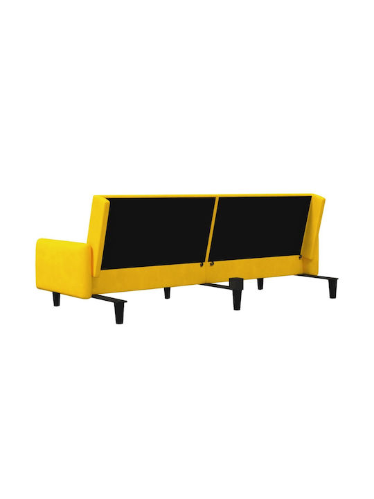Двуместен Диван Спалня Кадифе Жълт 220x84.5x69см.