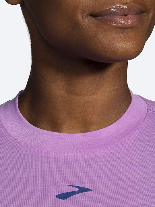 Brooks Women's Athletic Blouse Short Sleeve Purple