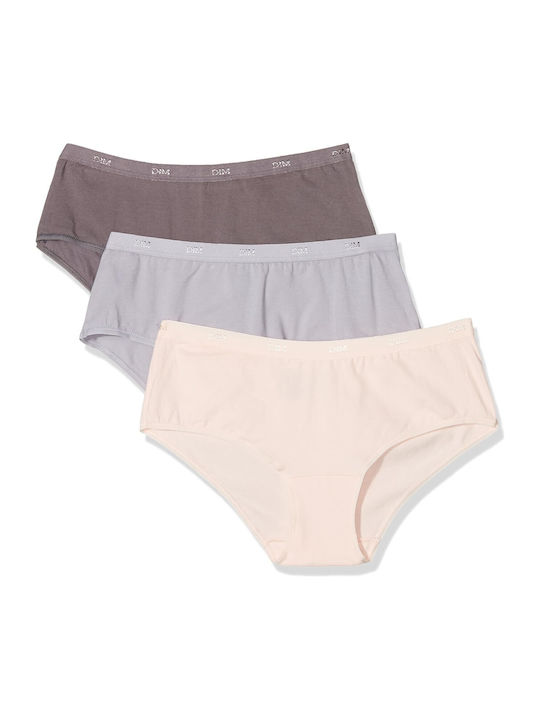 Dim Les Pockets Baumwolle Damen Boxer 3Pack Charcoal/pink/grey