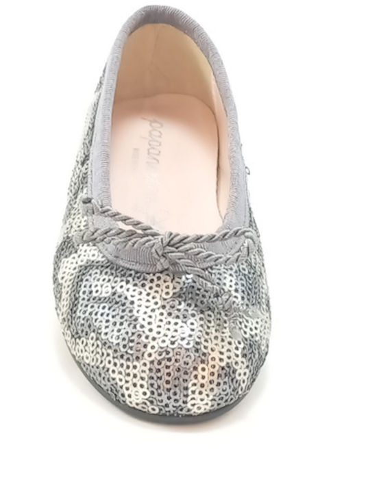 Kids Leather Ballerinas Gray