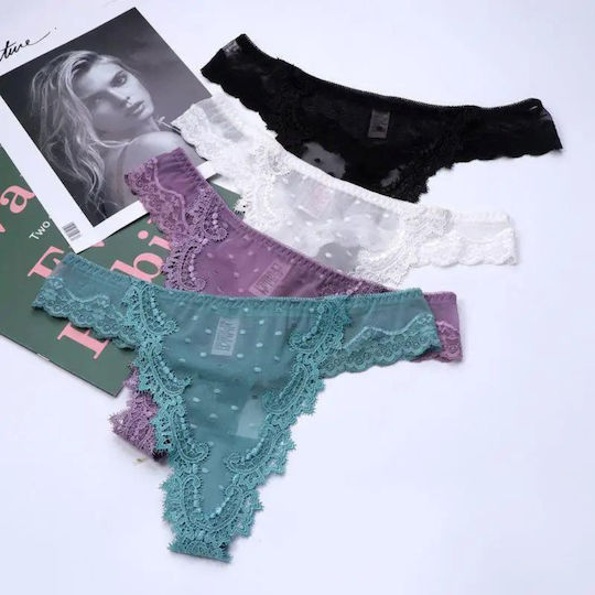 Chicret Women's Sexy Purple String with Lace
