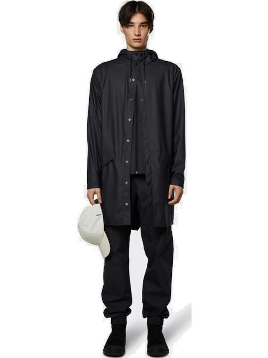 Women's Long Lifestyle Jacket Waterproof and Windproof for Spring or Autumn with Hood Black