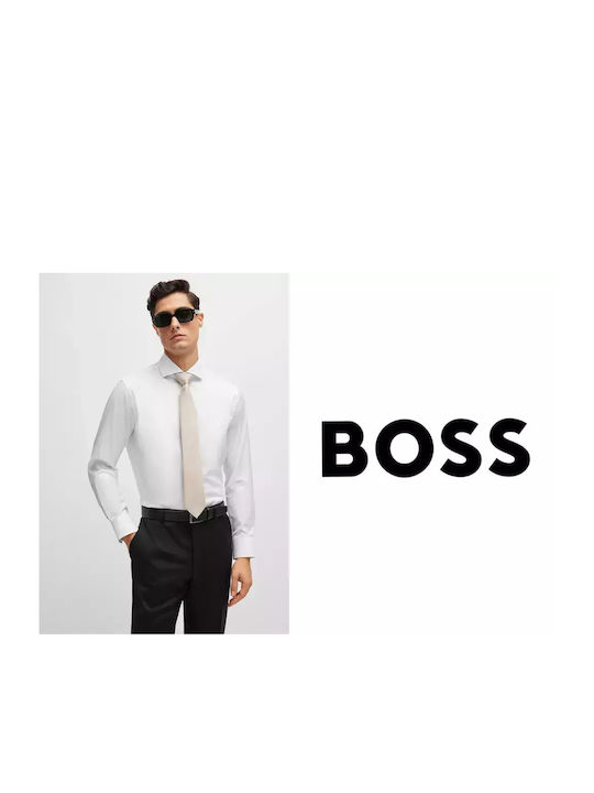 Hugo Boss Ανδρική Γραβάτα Μεταξωτή σε Μπεζ Χρώμα