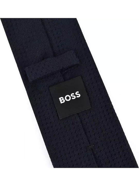 Boss Ανδρική Γραβάτα Μεταξωτή Μονόχρωμη σε Μπλε Χρώμα