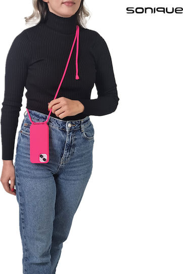 Sonique Galaxy Back Cover Silicone 0.5mm with Strap Fuchsia (Samsung Galaxy A35 5G)